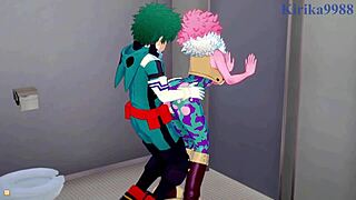 Mina ashido and momo yaoyorozu intense sex with izuku midoriya