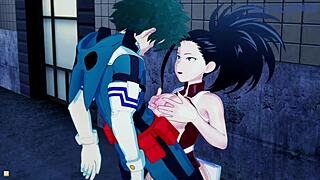 Mina ashido and momo yaoyorozu intense sex with izuku midoriya