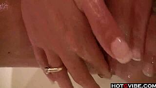 Hot Brunette Solo Masturbates with Toys in Bathtub Pool