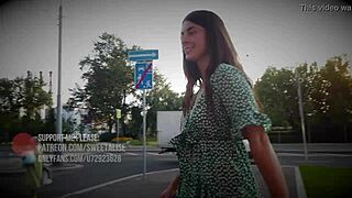 Woman flashes tits and upskirt in public without panties