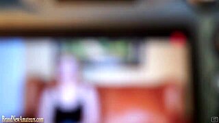 on the casting couch, she masturbates then gives a blowjob