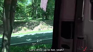 look at this fat whore, cock-starved, getting jizz in her mouth after outdoor car action