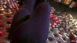 german mistress in black pantyhose gets legs kissed and sucked