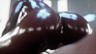 Gold beauty dances wildly, ripping clothes in striptease.