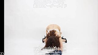 Mature Asian amateur strips panties and poses nude in doggystyle