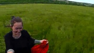 deep throating pov blowjob in the field, so wild!