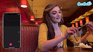 cumming hard in public with an interactive toy, soaking wet at lunch break.