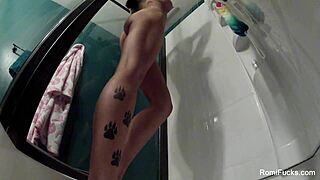 romi rain masturbates in shower nude