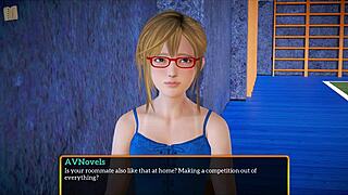 my new family plays with blonde tits in game