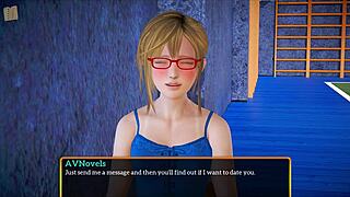 my new family plays with blonde tits in game