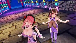 two girls dancing in 3d animation 🎶