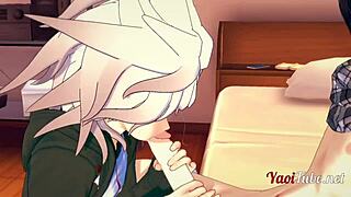 Dangan Ronpa 2 - Ouma X Nagito Blowjob & Doggy Style Bareback With Creampie - Yaoi 3d