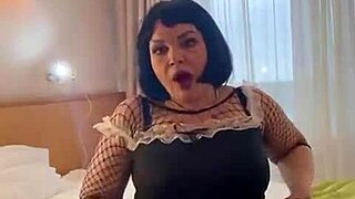 Milf maid cleans her home