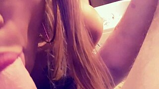 In this wild encounter, the horny transsexual amateur gives an intense blowjob, sucking the guy crazy with passion