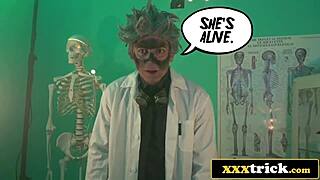 So this mad scientist bangs his gorgeous creation, Lady Bug, in a wild parody