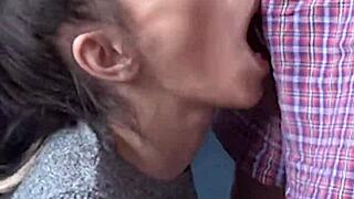 Candie cross on knees for facial blowjob?