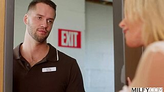 hey, check this curvy blonde milf ainslee in action! she seduces delivery guy for hot creampie in debut.