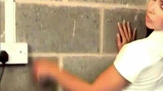 Naughty Boy Cuffed by Brunette Babe in Lingerie