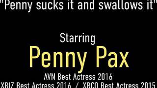Red Penny Pax sucks cock and swallows cum like the dirty nympho she is!