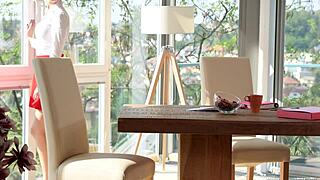 rebecca volpetti checks plumber's big pipe