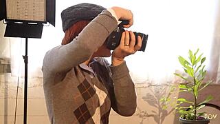 redhead natural tits photographer joins black interracial threesome with shaved pussy licking lesbians