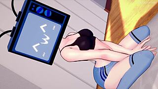 Tv woman enjoys hot exercises with her sportswear