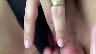 Horny cousin soaks hand during intense masturbation!