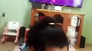 Mamada con antifaz deepthroat blowjob
