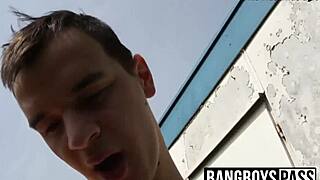 Deviant gay trades blowjob outdoors