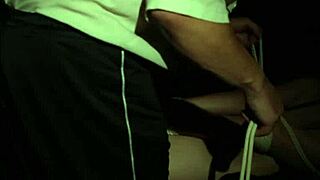 Sofi in hard evening bondage with white cotton ropes part 1