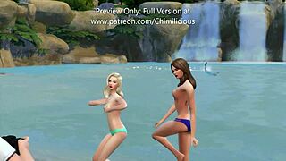 Lucky Cameraman Threesome with Blonde Models in Doggy and Cowgirl