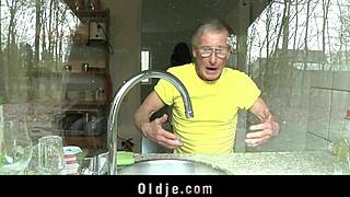 Spoiled Young 18+ Babe Ruthlessly Bangs the Old Kitchen Aid for Wild Fun