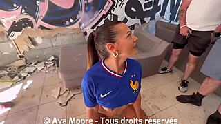 French participant sucks strangers in giant bukkake for Euro 2024 football