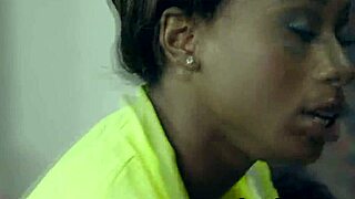 Watch those perfect big black boobies bounce during interracial fucking.