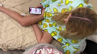 Ms Avocado Teases Mr Shorts with Petite Blonde Handjob