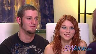 petite ginger babe gets oral at swinger orgy