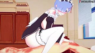 rem in maid outfit from re zero in pov fantasy
