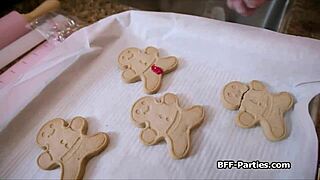 Intense cock sharing foursome erupts during Xmas baking