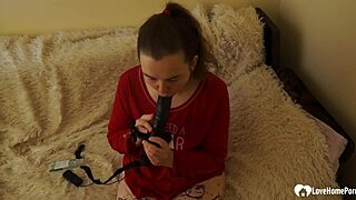 Hot Stepdaughter Pleasures Herself With Dildo! Watch Her Masturbate Intensely!