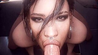 Panam, Judy, and Aurore in Cyberpunk 3some Blowjob and Cumshot