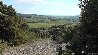 Suzie Q says, 'Outdoor dildo play makes me squirt so hard!'