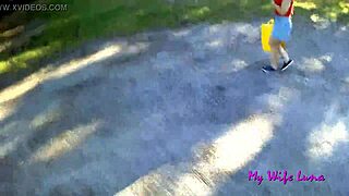 Luna craved my big cock at the picnic area for intense outdoor banging