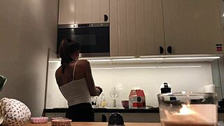 Wow, check Sylvia’s perfect pokies on kitchen cam with amazing nipples!
