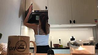 Wow, check Sylvia’s perfect pokies on kitchen cam with amazing nipples!