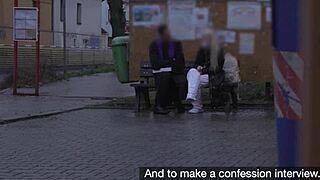 hot blonde with small 18+ natural tits rides big dick in preachers van