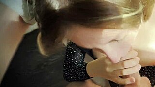 Sexy hottie goes wild sucking hard dick for messy cumshot