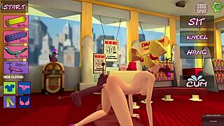 Blonde enjoys playing with toys in 3d animation