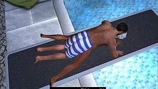 public pool jumping board scene two