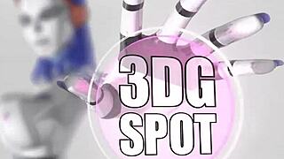 Blonde enjoys playing with toys in 3d animation