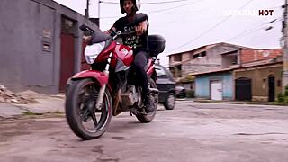 Beautiful Young Latina Amateur Sucks and Fucks Big Black Monster Cock of Delivery Guy